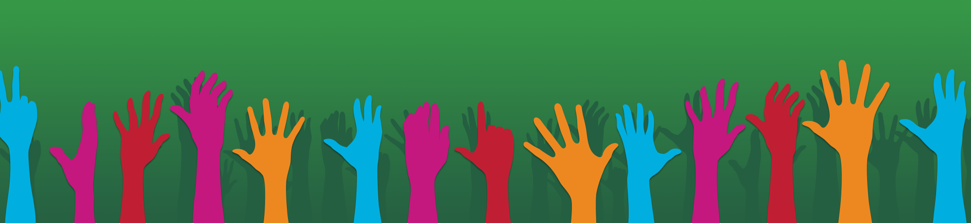 Counseling Services Equity Banner with colorful outstretched hands graphic