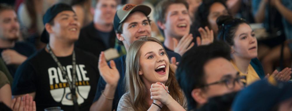 Students watching basketball