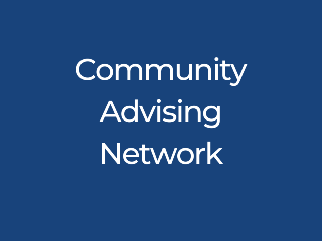 Blue box with white text: "Community Advising Network"