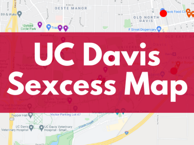UC Davis Sexcess Map with a map image in the background