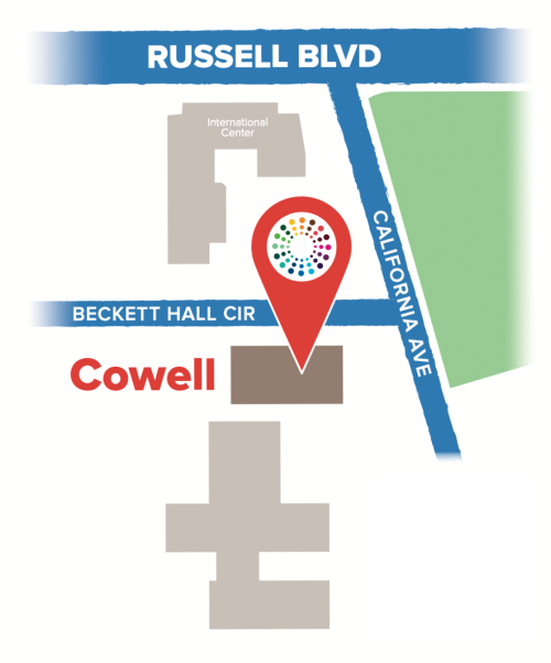 Map of HEP indicating we are located in the Cowell building